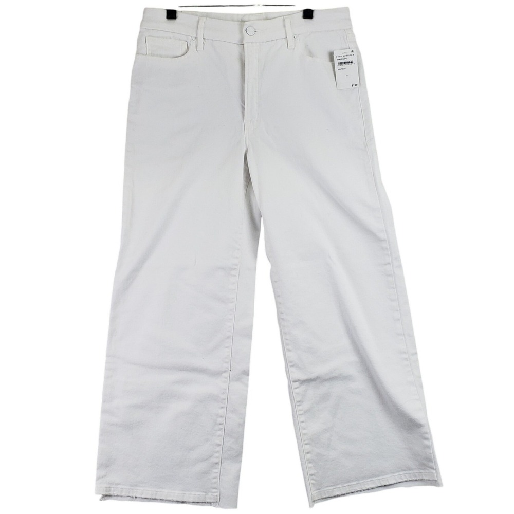 Good American Good Waist Palazzo Crop Jeans Womens 12 White NWT Wide Leg Denim